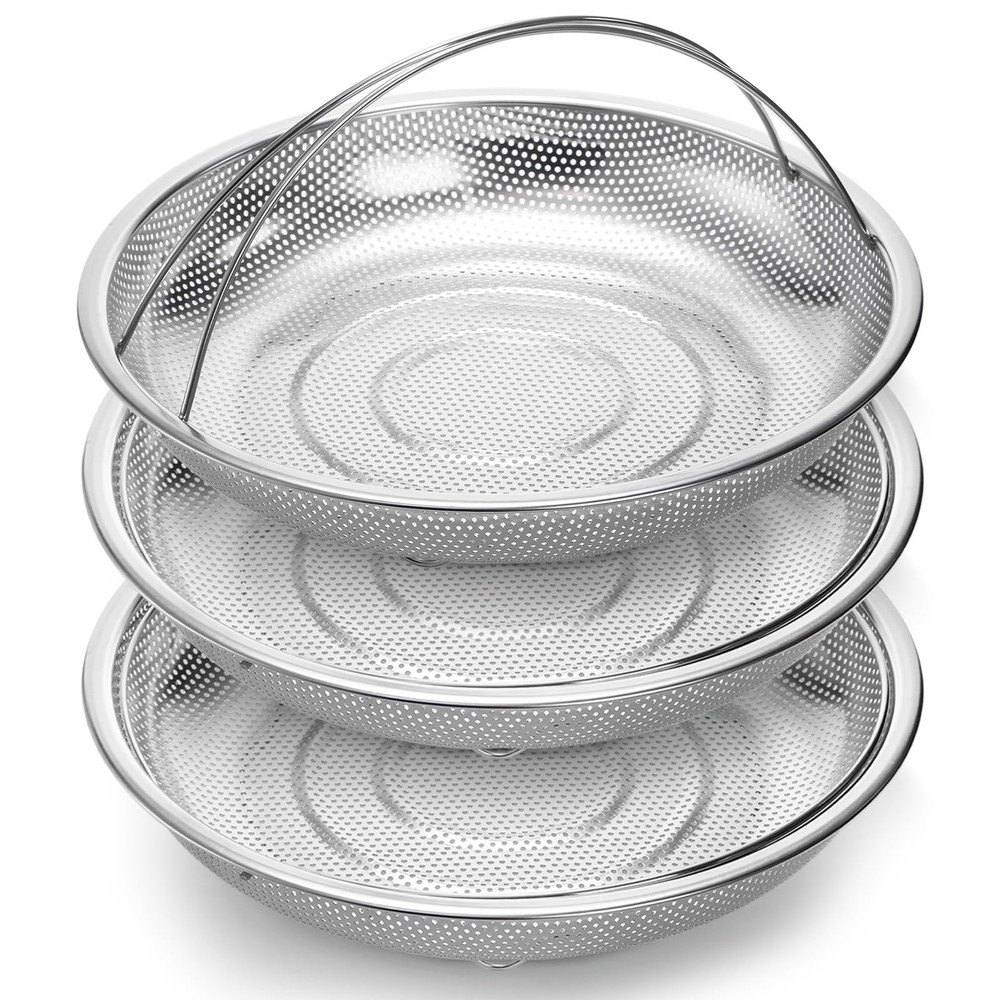 3 Pack Steamer Basket for Cooking, Micro-Perforated Strainer Colander Set, St...