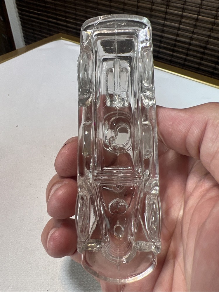 1940s FIRE ENGINE No 11 VICTORY Glass CANDY CONTAINER Vintage