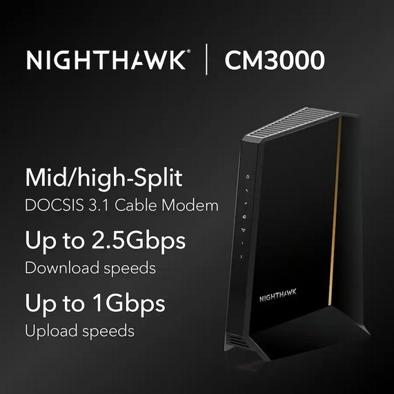 NETGEAR - Nighthawk Mid/High-Split DOCSIS 3.1 Cable Modem - Black