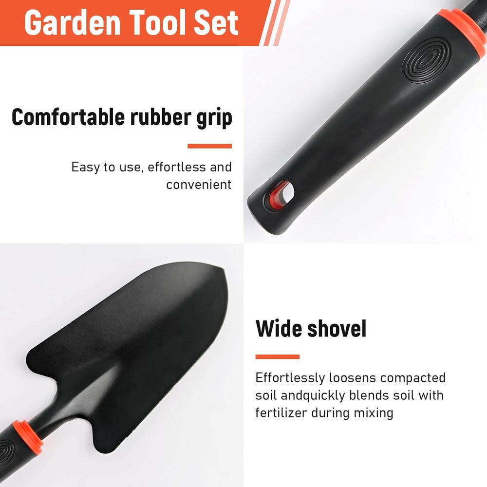 5 Pcs Set Weed Puller Tool,Hand Weeder Tool,Includes Rake, Shovel, Hand Hoe, ...