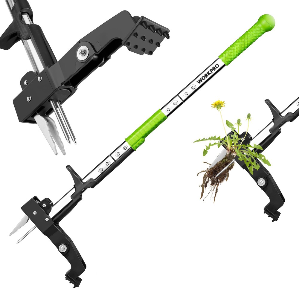 WORKPRO Stand Up Weed Puller Tools Garden Dandelion Weeder Puller w/4 Claws Head
