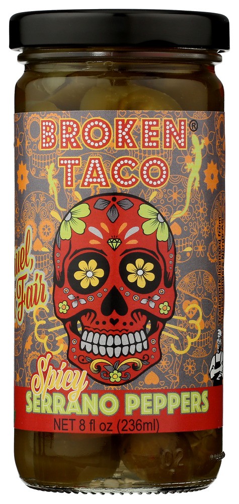 BROKEN TACO PEPPER SERRANO HOT SLCD 8 OZ
