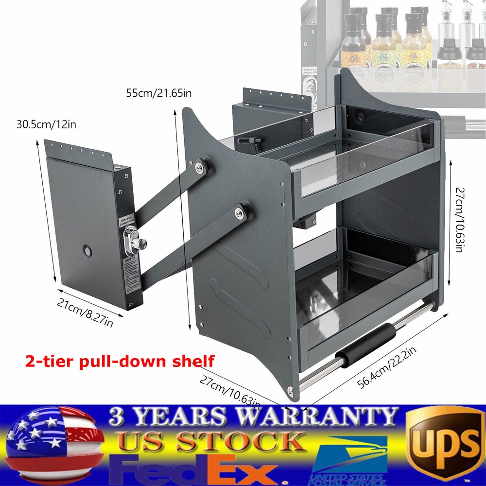 Pull-Out Cabinet Shelf Drop Down Shelf Pull-Down Lift for Kitchen Cabinet 2-tier