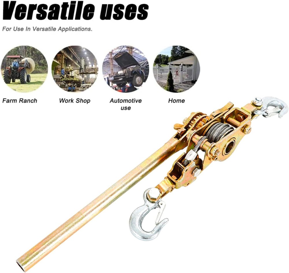 2 Ton Hand Puller Heavy Duty Winch Pull Hoist Come Along Cable Lever 2 Hooks