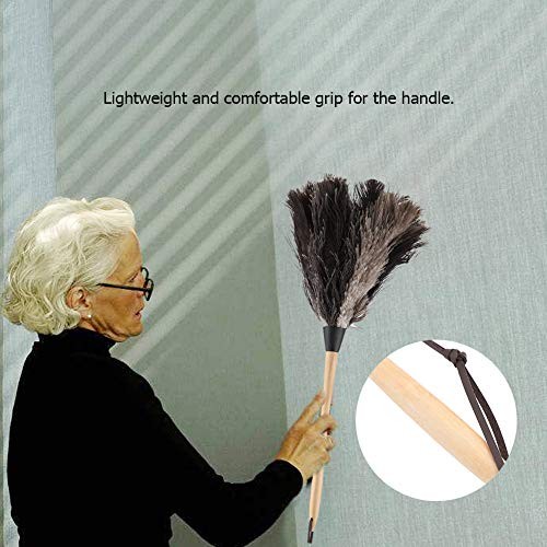 Duster with Wood Handle, Multi-Purpose, Eco-Friendly, Washable, Black