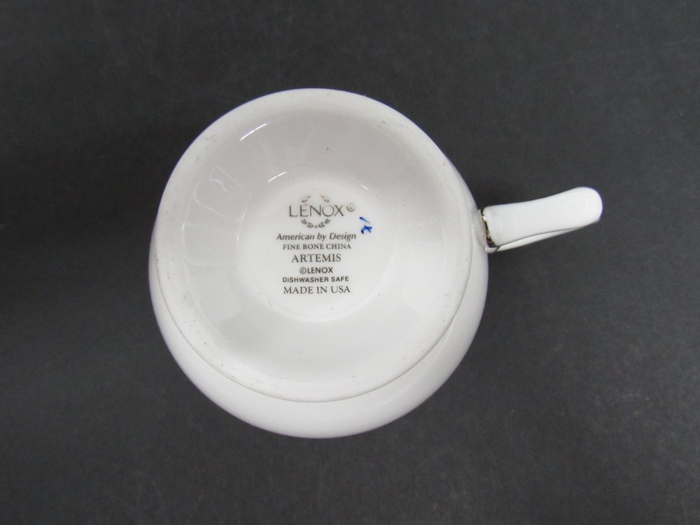 Lenox Artemis White & Silver Bone China Tea Cup Plates 5pc Single Place Setting