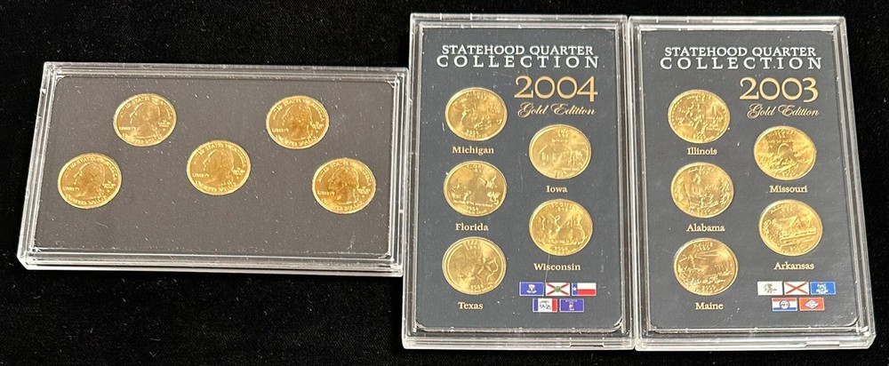 2003, 2004 Gold Commemorative Quarters Sets - Group of 3