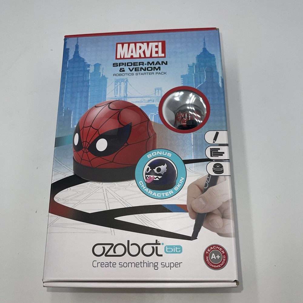 OZOBOT Bit Marvel Spider-Man & Venom Skins Robotics Starter Pack -Pre-Owned