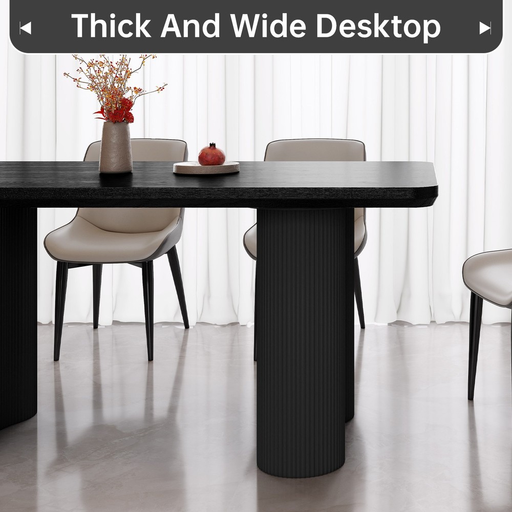 63" Black Dining Table for 4-6 Modern Kitchen Table RectangularDining Room Table