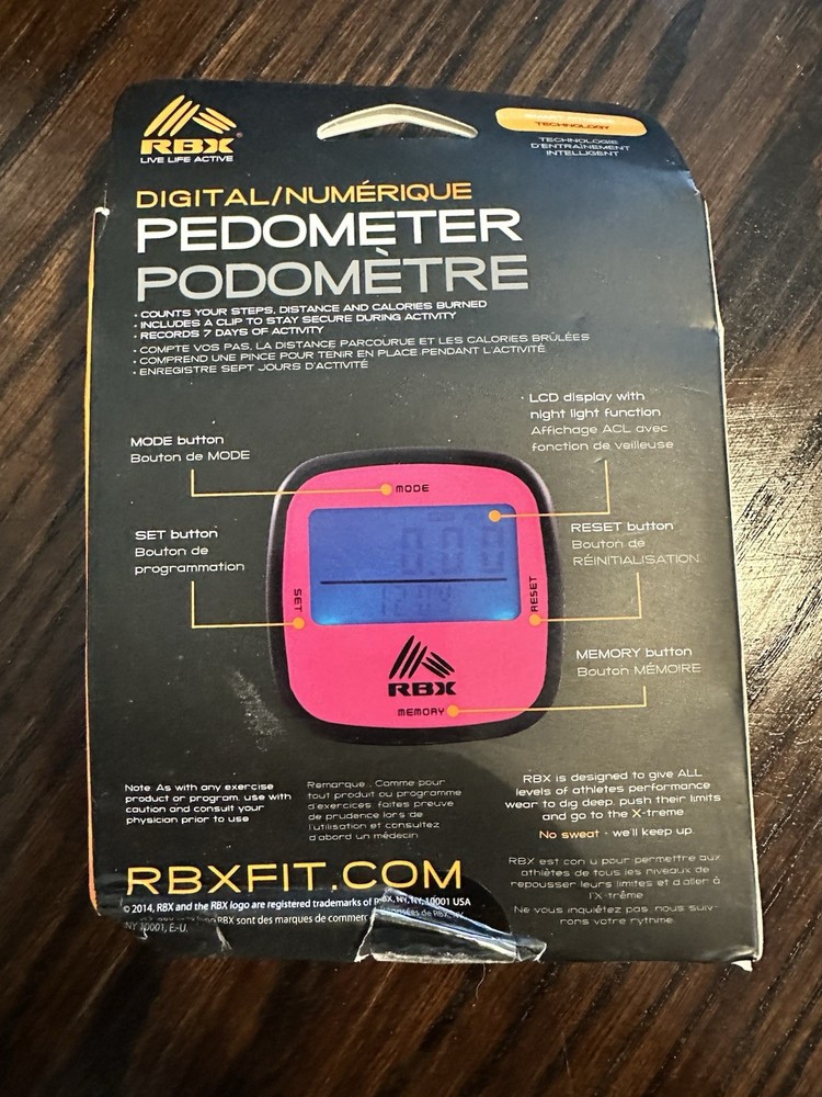 RBX Digital Pedometer - Counts Calories Distance & Steps