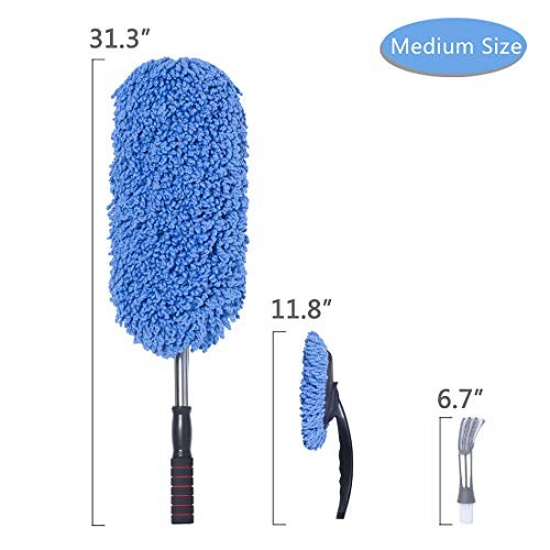 (3 Pack) Microfiber Car Duster Exterior Scratch Free, Extendable Medium Blue