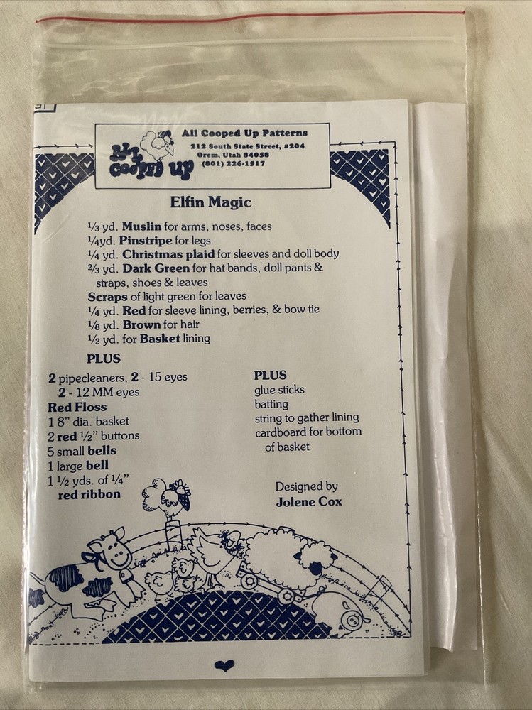 All Cooped Up Pattern Elfin Magic #307 Sewing Pattern NEW