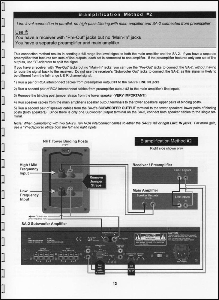 NHT SA-2 Subwoofer Amplifier Owner's Manual
