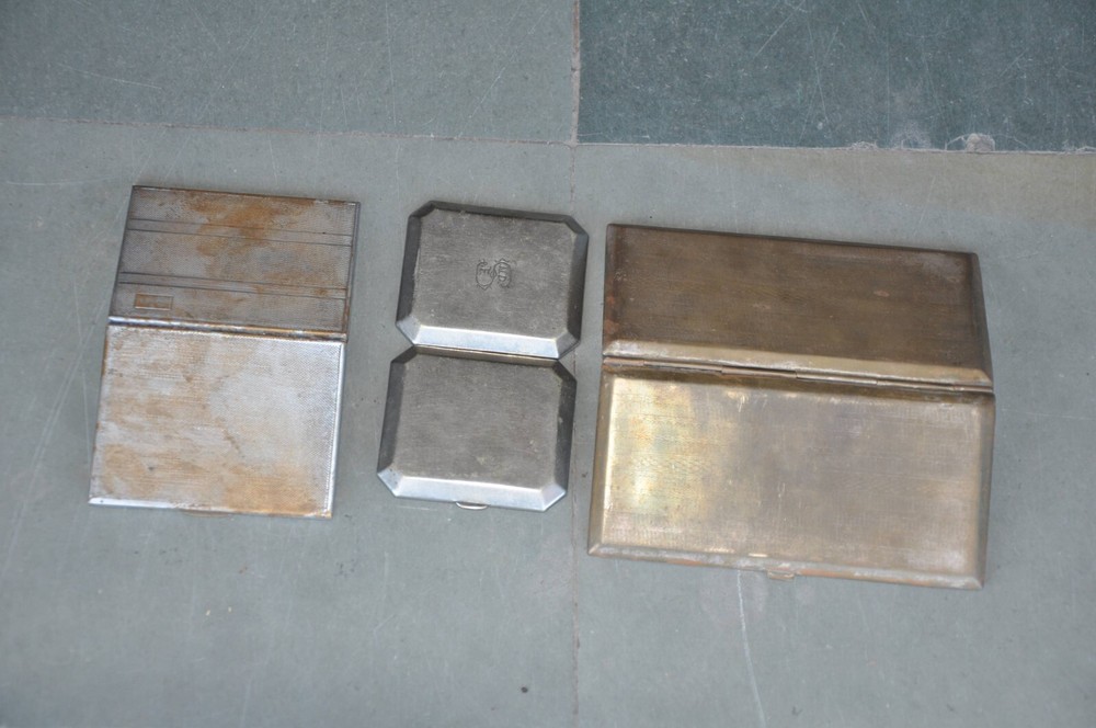 3 Pc Vintage Brass Fine Engraved Different Cigarette Box/Case