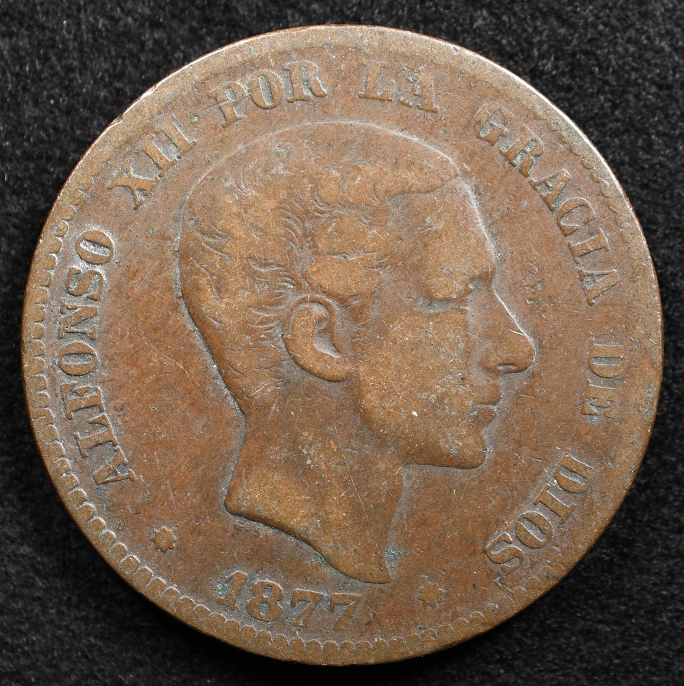 Spain 5 Centimos 1877, Coin, Inv#G143