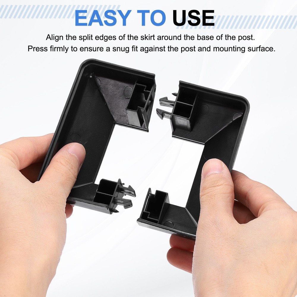 4 Pcs Fence Post Skirt, 1.2 x 1.2 Inch Rectangular Split Style Post Base Cover