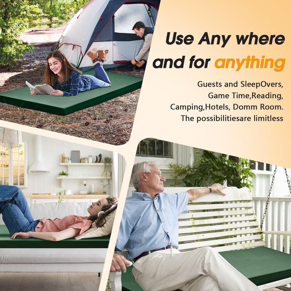 Camping Cot Mattress 2in Memory Foam Sleeping Pad,Soft Warm Non-Slip Camping ...