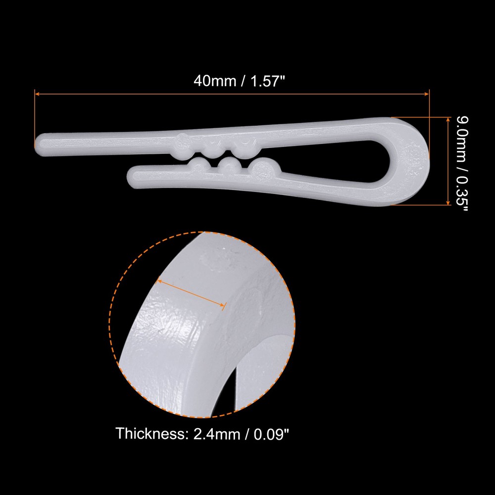 500pcs Durable Plastic Alligator Clip,1.57" White U Shape with Teeth