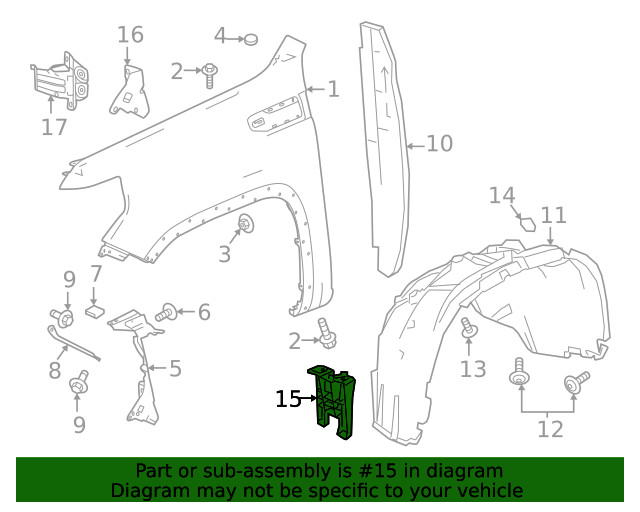 Genuine GM Front Driver Side Wheelhouse Liner Bracket 84260332