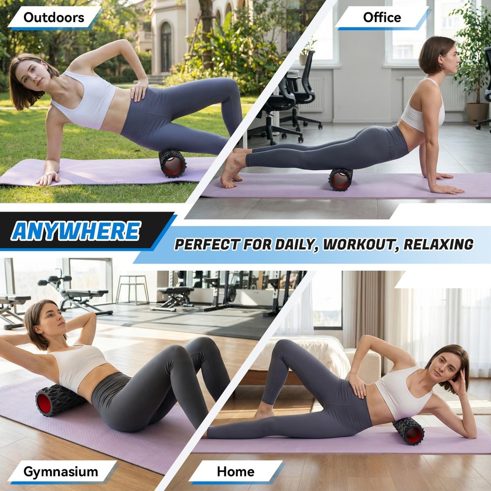 JOYVANTAGE Foam Roller for Deep Tissue Massager, 15" High Density Diamond-Sha...