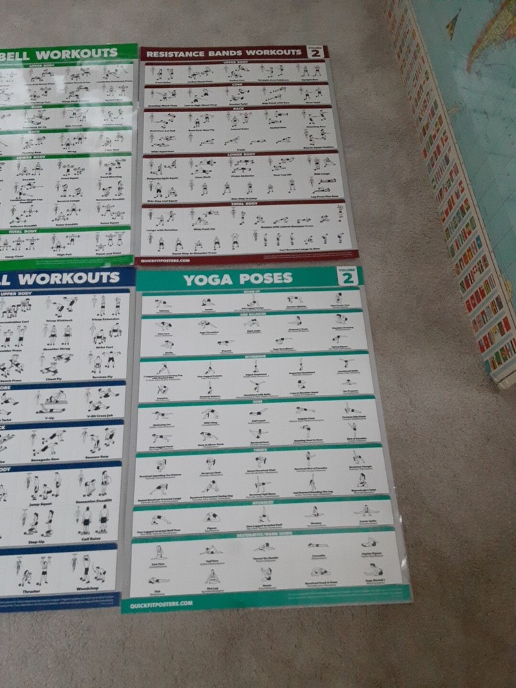 5 + 1 QuickFit Workout Posters 18 x 24, VG+, Laminated, 2 Sided