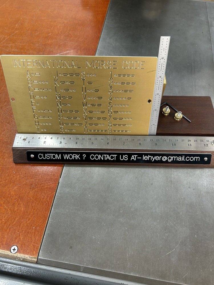 MORSE CODE HAM RADIO SOLID BRASS ENGRAVING PLATE OR DISPLAY PLATE FOR NEW HERMES