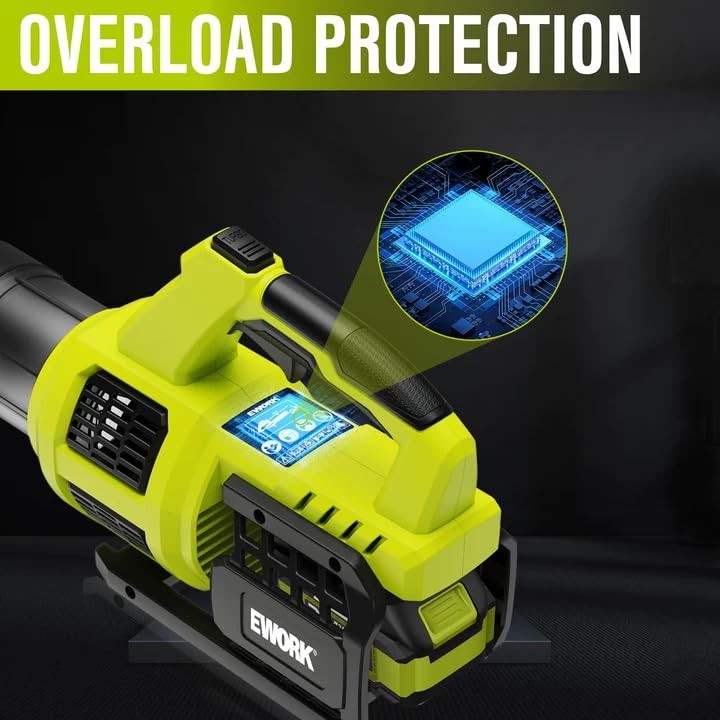 EWORK 21V Cordless Leaf Blower, Powerful Turbo Mode & 550 Green