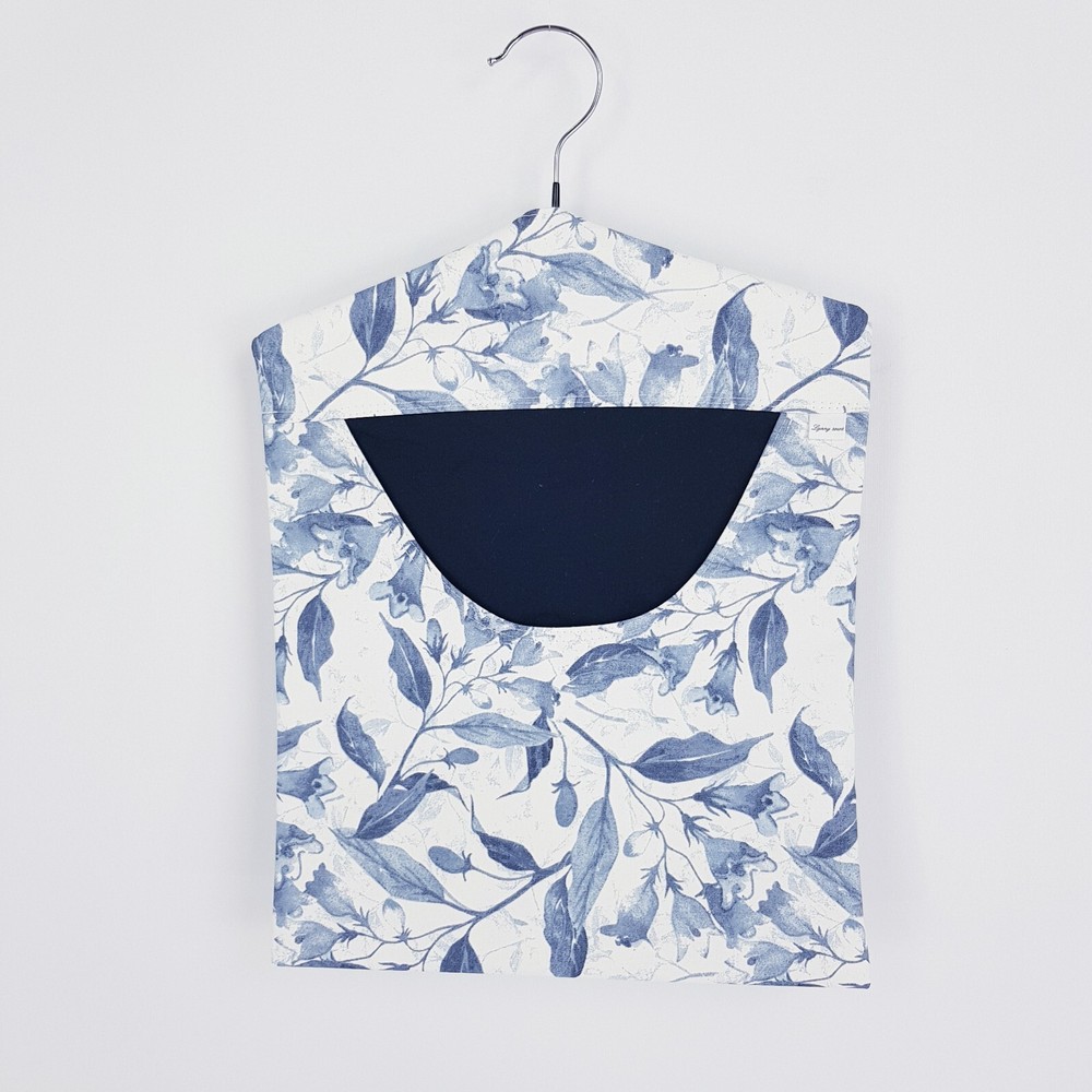 Peg Bag Handmade Blue White Leaf Print Lined Laundry Clothes Peg Holder