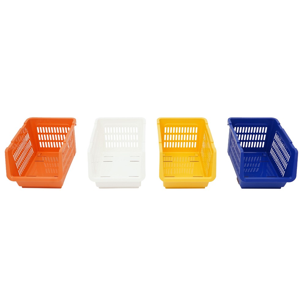4 Pcs Versatile Stacking Storage Baskets Rectangular Stackable Storage Bins