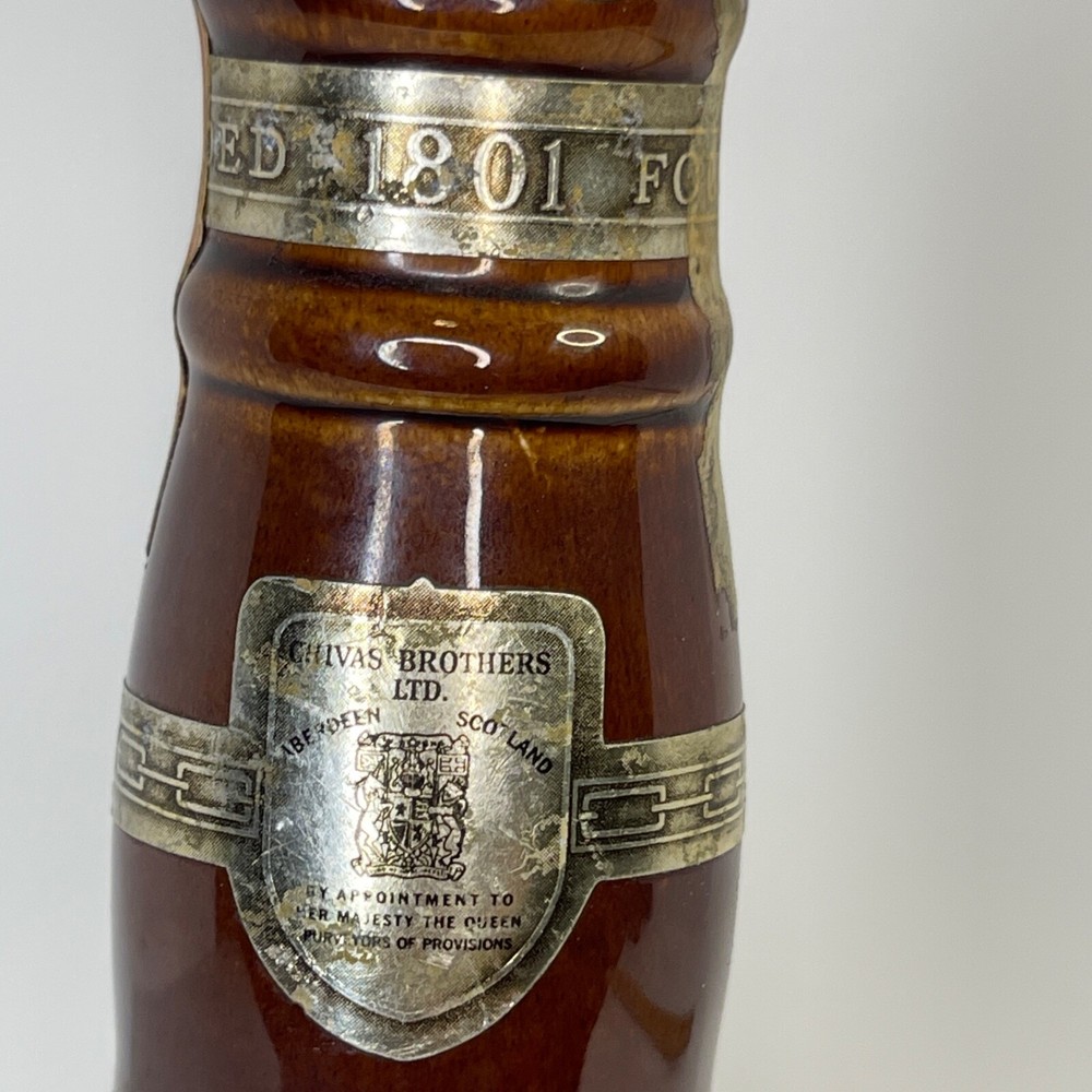 Empty Decanter Chivas Scotch Bottle 1801 Ceramic Cork Top Brown Ceramic Spode