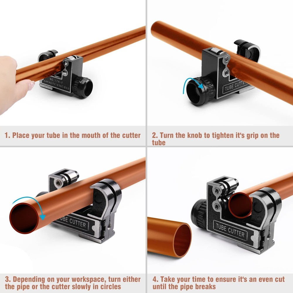 8PCS Copper Pipe Cutter Expander Drill Bit Tools Set Swaging HVAC Deburring US