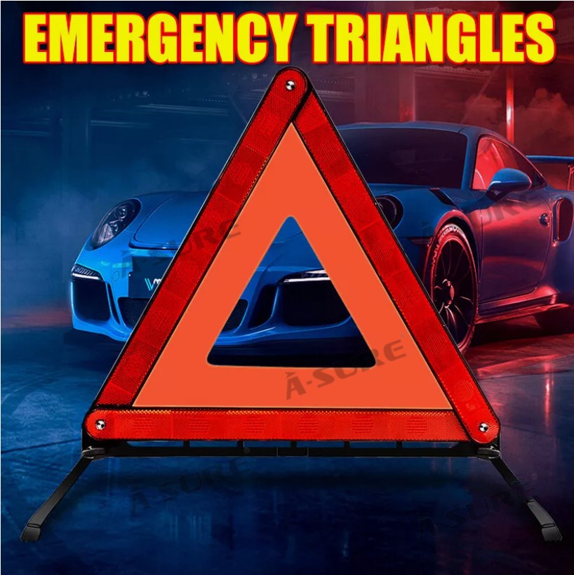 2 Pack Safety Triangle Warning Kit Foldable Reflective Emergency Road Breakdowns