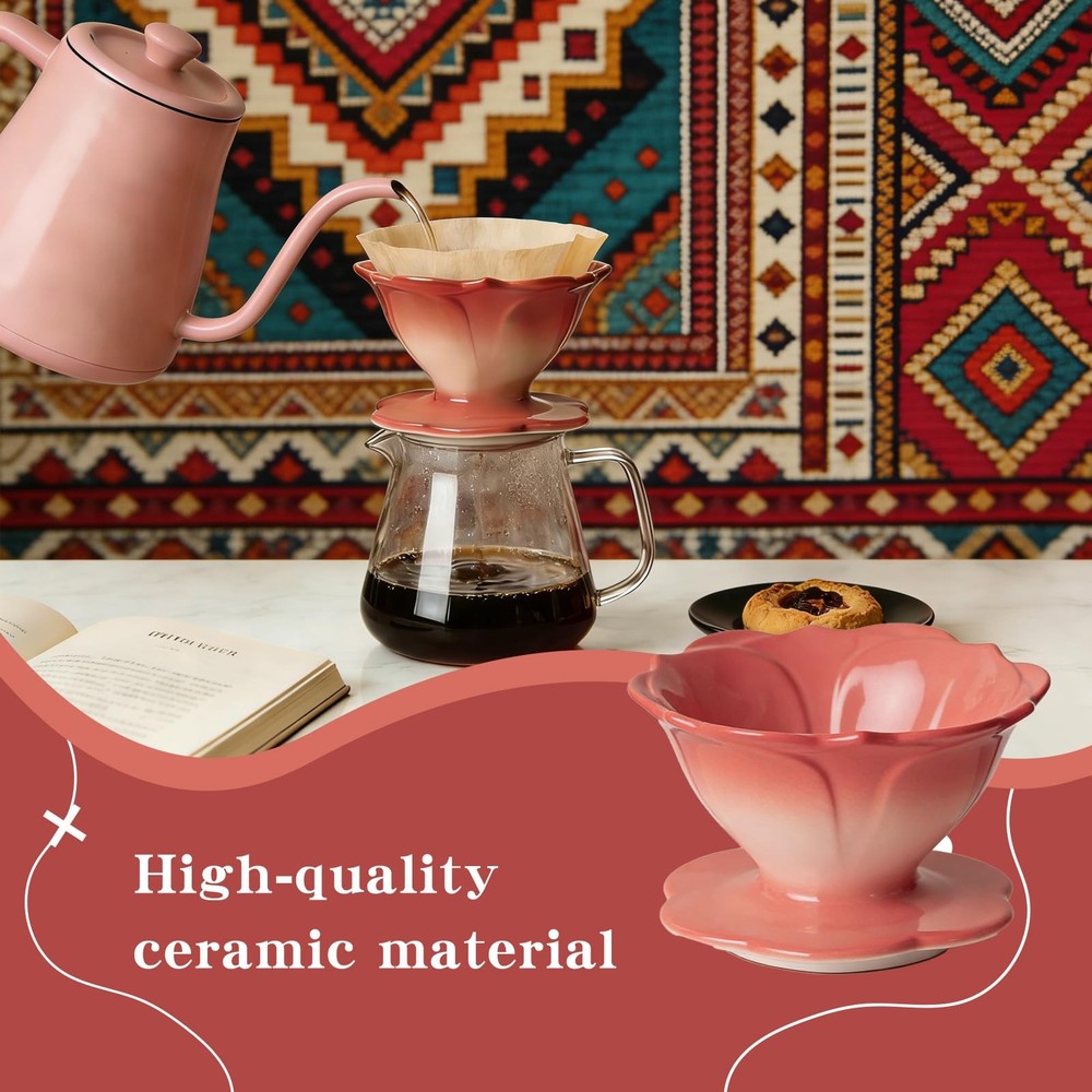 Premium Ceramic Pour Over Coffee Dripper，Includes 40pcs Coffee Filter Papers,...