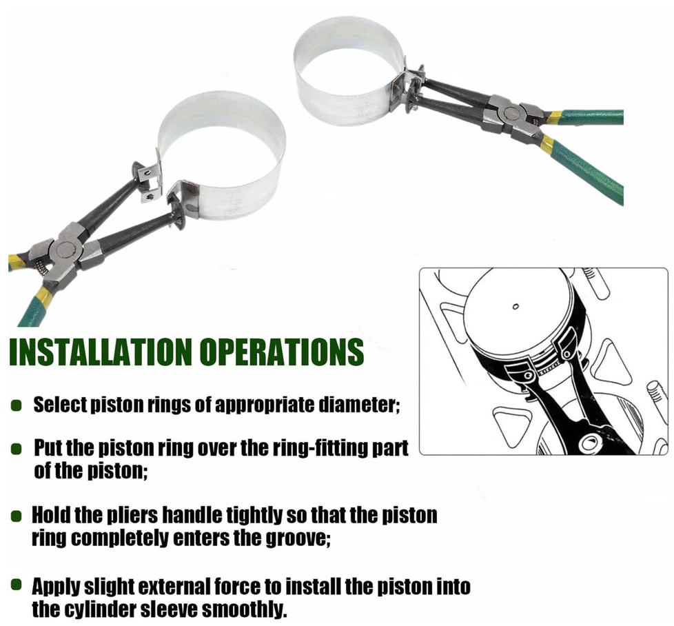 Auto Engine Piston Ring Compressor Installer 1 Pliers 14 Band Tool Kit Universal