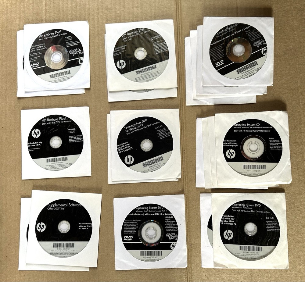 20 DISC LOT HP Restore Plus MICROSOFT WINDOWS Operating System INSTALLATION DVDs