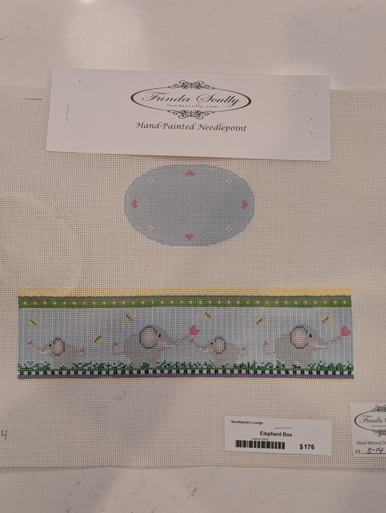 Funda Scully Elephant Box (FS014A) Needlepoint Canvas with hardware