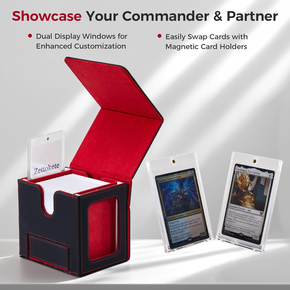 MTG Commander Deck Box with Dual Commander Display, Patented Card Deck Box Fits