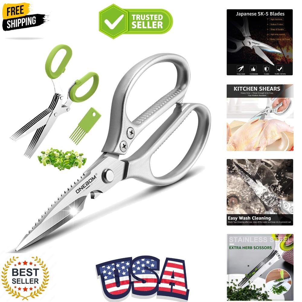 Kitchen Shears 2 Pack,Multi-Function Kitchen Scissors Heavy Duty Sharp 304 St...