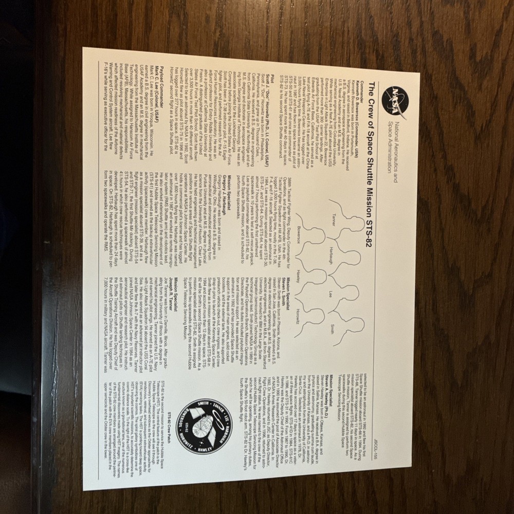 NASA Space Shuttle STS-82 Crew Lithograph (8x10)