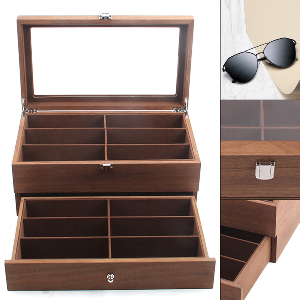 Eyeglass Case Storage Sunglass Display Box 12Bits 2 Layer Collect Organizer Gift