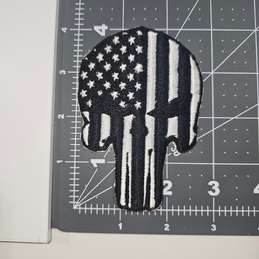 Punisher American Flag Embroidered Iron-On Patch