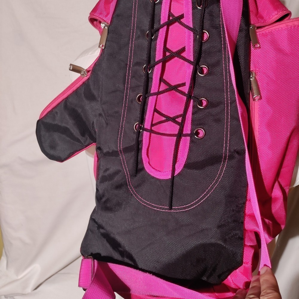 Title Boxing Pink Black Backpack With Logo Patch Zipper Pulls