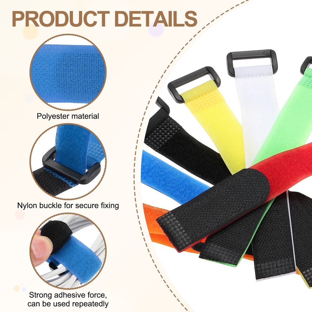 10pcs Reusable Cinch Straps 0.8"x16" Hook and Loop Cable Securing Straps, Blue