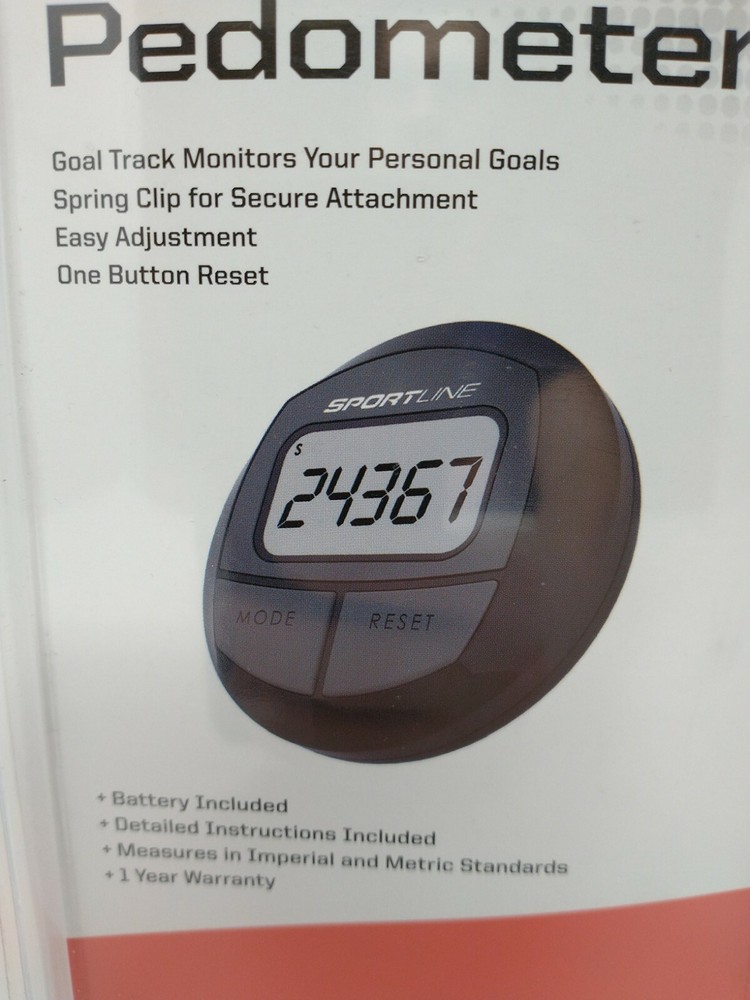 Sportline Pedometer Black 2-Function Step & Distance *Brand New Sealed