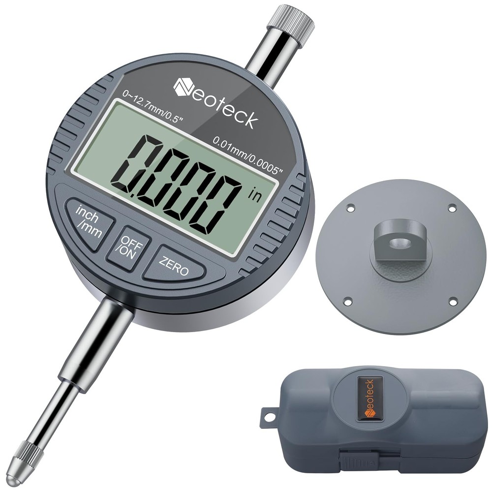 Neoteck DTI Digital Dial Indicator 0-0.5''/0.0005'', Silver gray