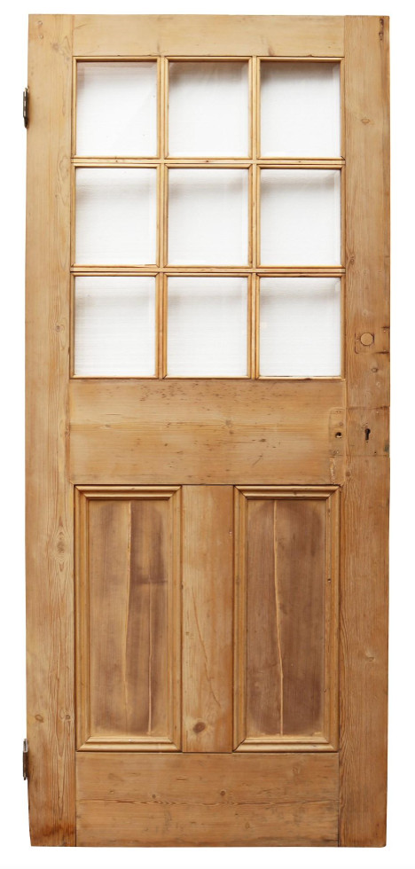 Reclaimed Pine Door with Glass Panel