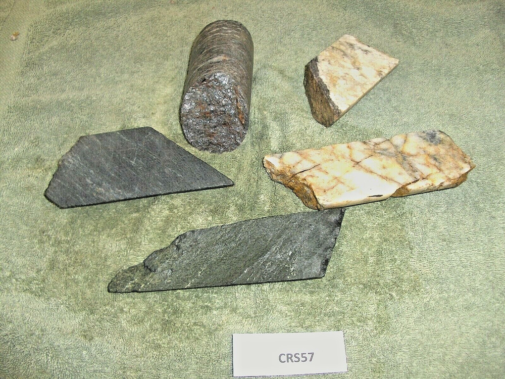 Core Samples From Alaska Gold Mine 5 Pieces  Split Drill Samples CRS57