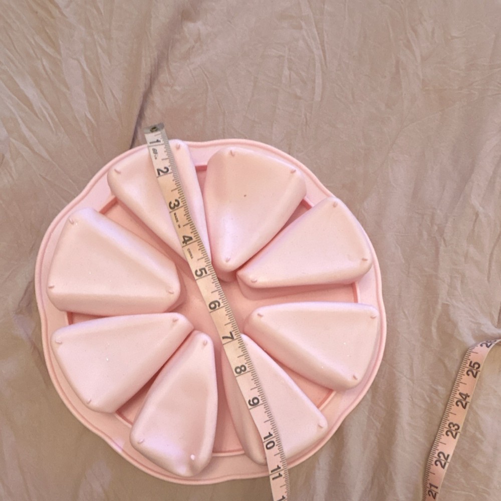 Pink Silicone Pie Slice Cake Pan 8-Slice Reusable Specialty Bakeware 10in.