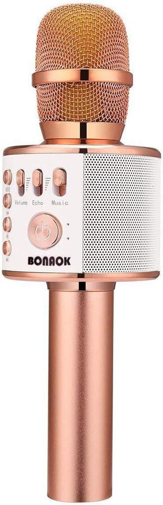 Wireless Bluetooth Karaoke Microphone, 3-In-1 Portable Handheld Mic, Rose Gold