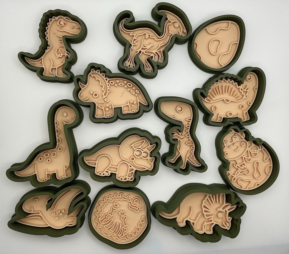 Dinosaur Play Dough Shapes Set with Rolling Pin.